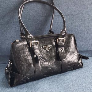 Black leather Prada bag